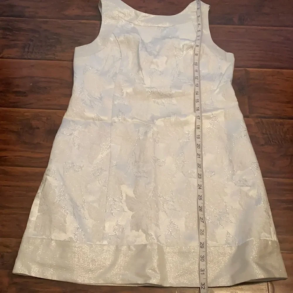 Vintage Bebe Silver Metallic Floral Design Dress Event Party Gala Casino